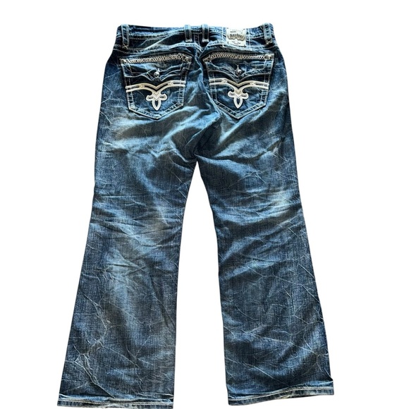 Rock Revival Men’s Benjamin Relaxed Straight Distressed Jeans 39”x31” - Picture 4 of 16